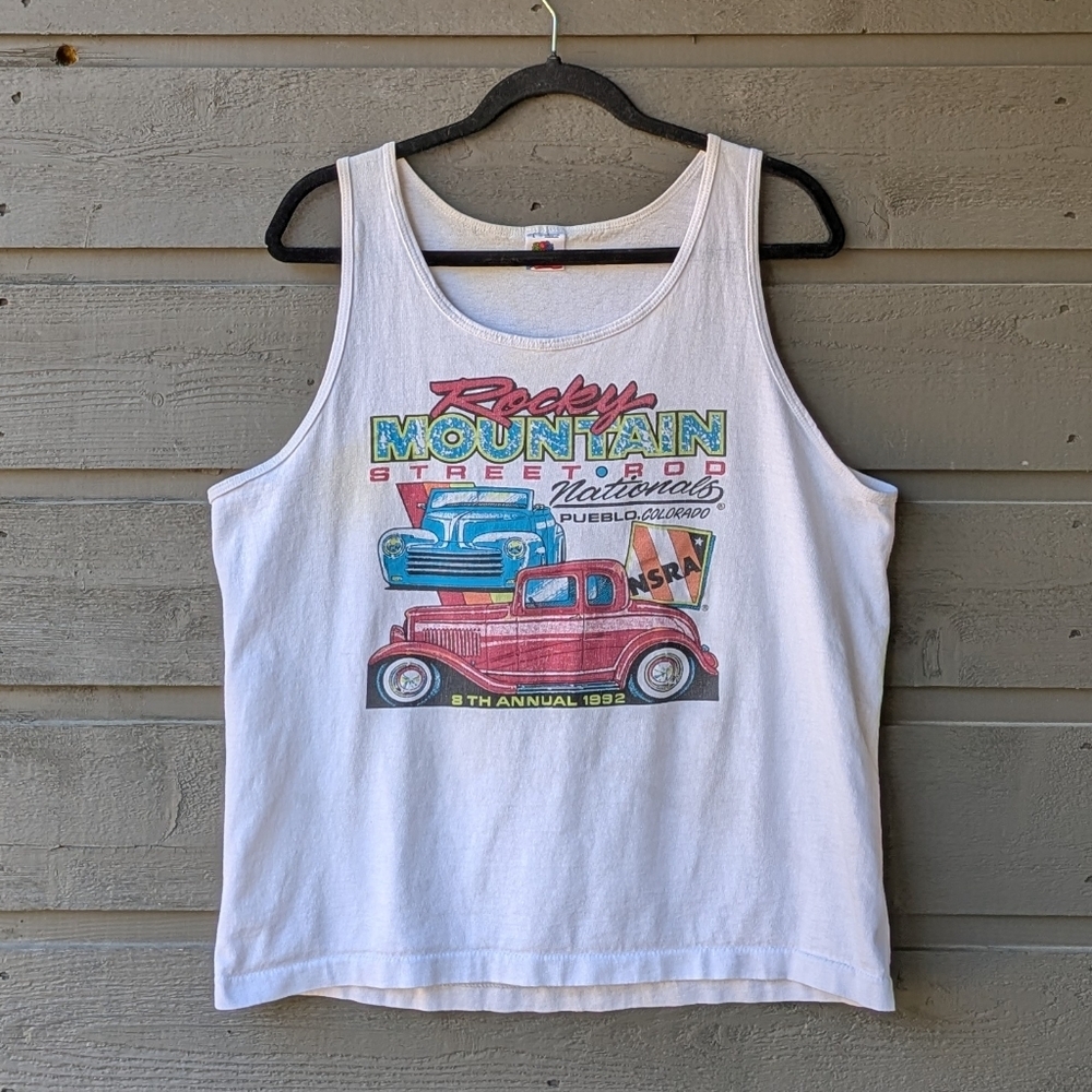 VTG 1992 Fruit of the Loom Rocky Mountain Street Rod Nationals Tank Top Large